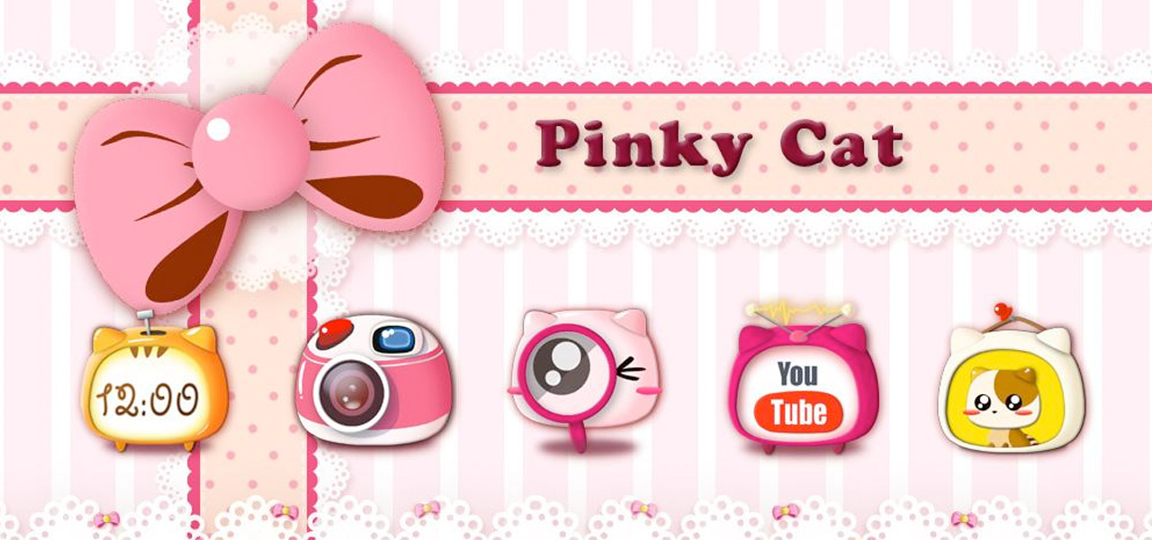 Pinky Cat GO Launcher Theme