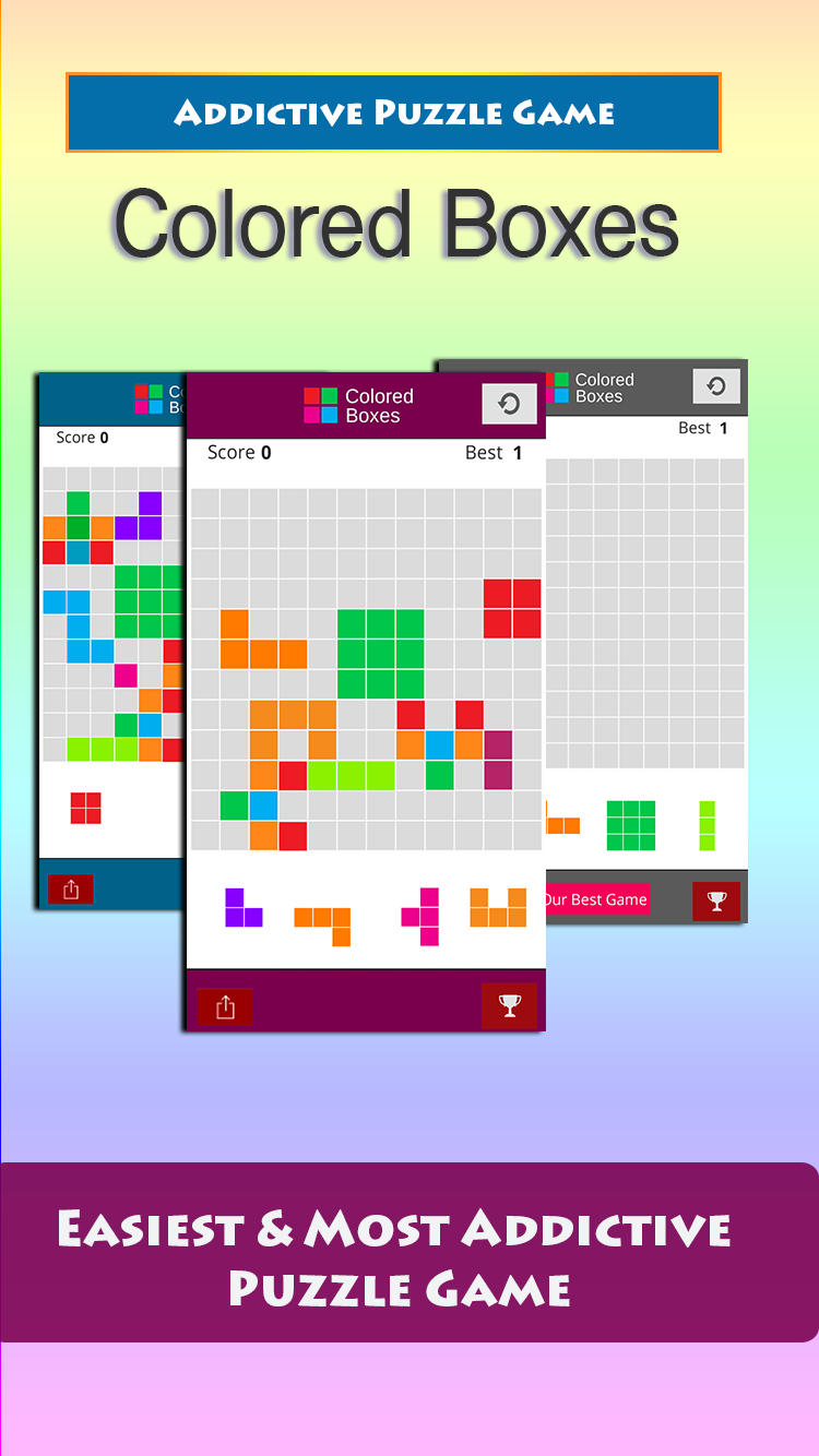 Colored Boxes – 1010 & 1212 Blocks Puzzle Obsession