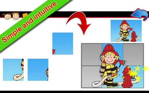 Firemen puzzles for kids