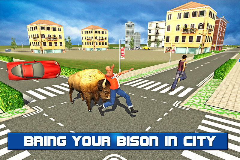 Angry Bison Attack in City 3D