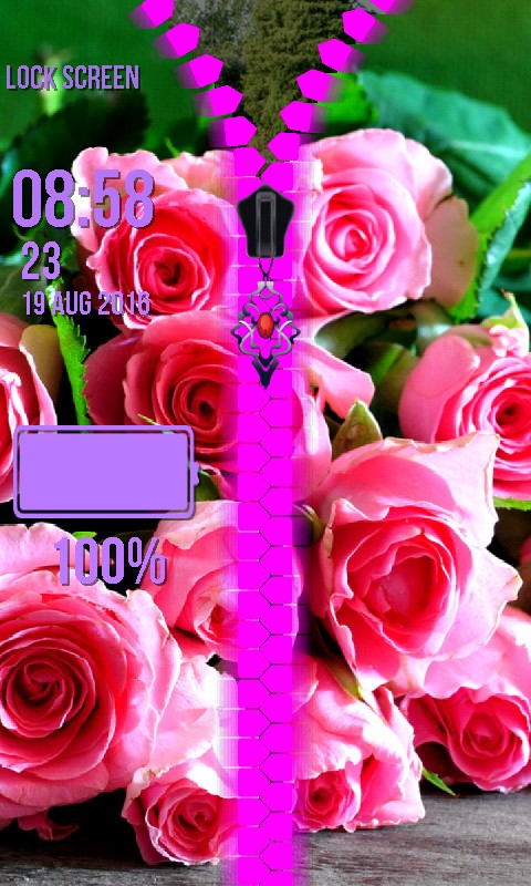 Rose Flower Zipper Lock Screen