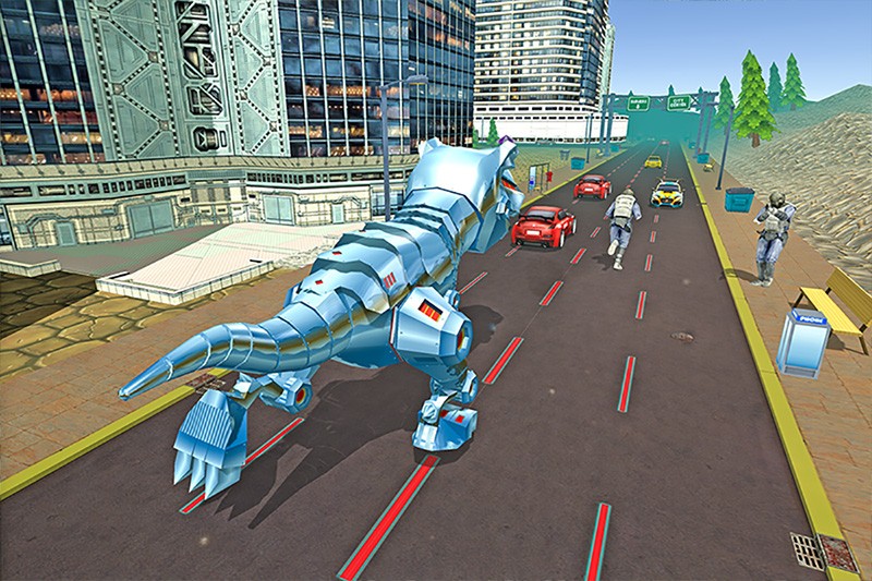 Futuristic Dino Robot Battle