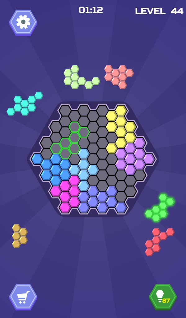 hex blocks puzzle on ios and android