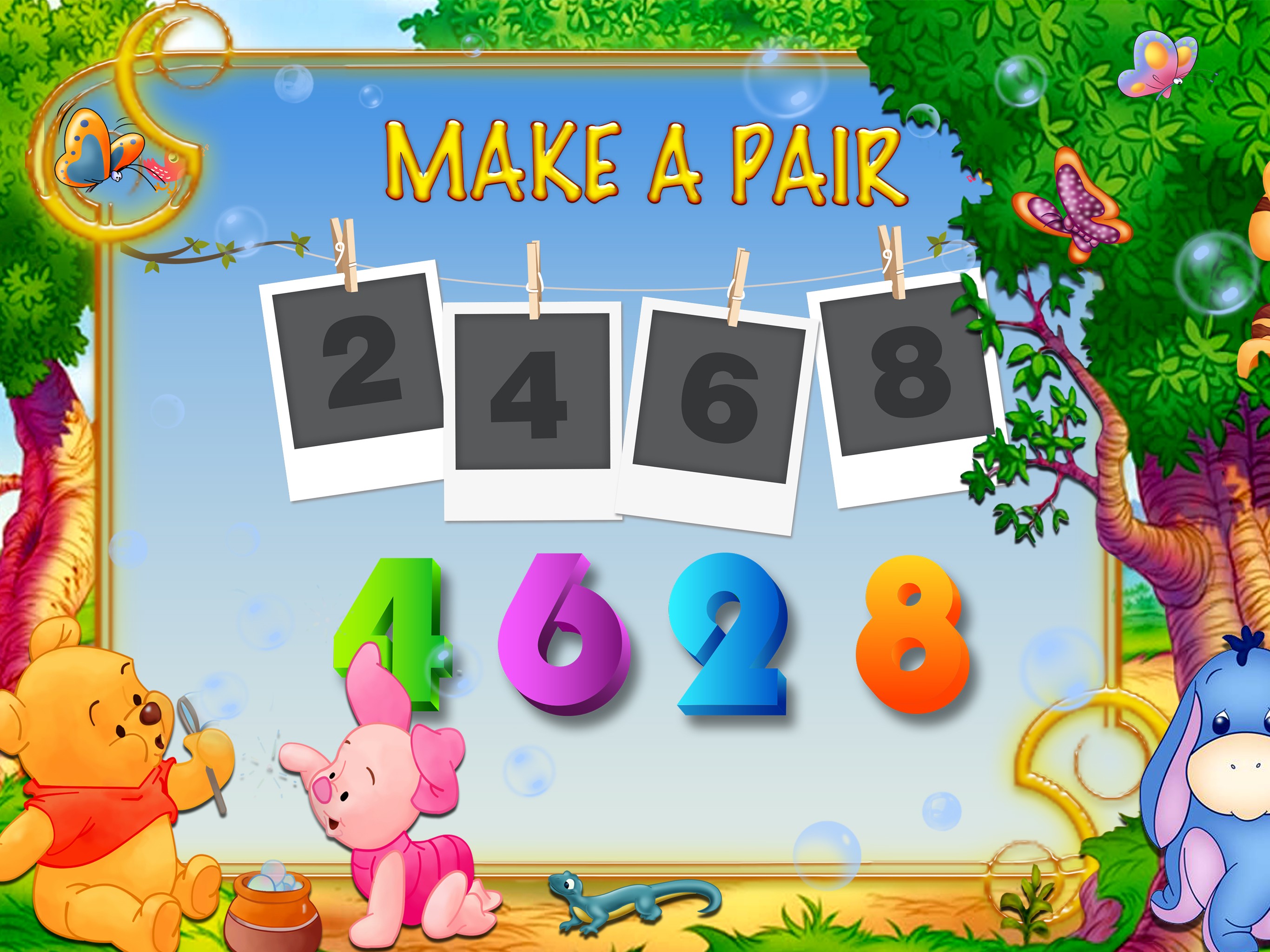  A screenshot of an interactive educational game where the player has to match the numbers to make a pair.