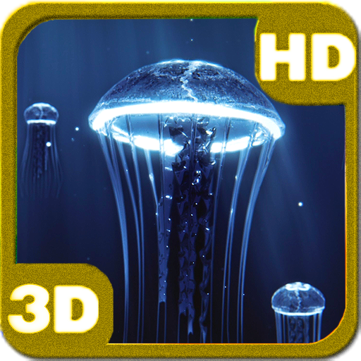 Precious Jellyfish 3D Hovering Under Deep Blue Sea