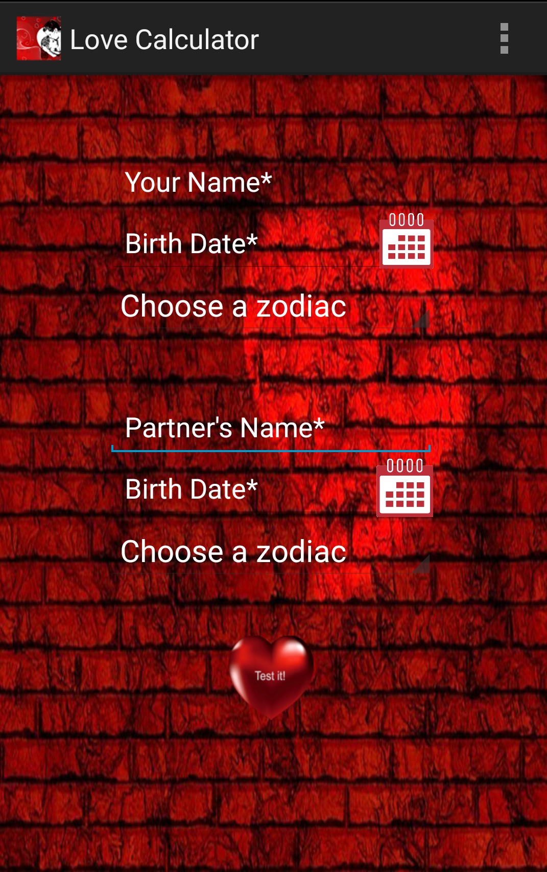 Trusted love calculator for couples.