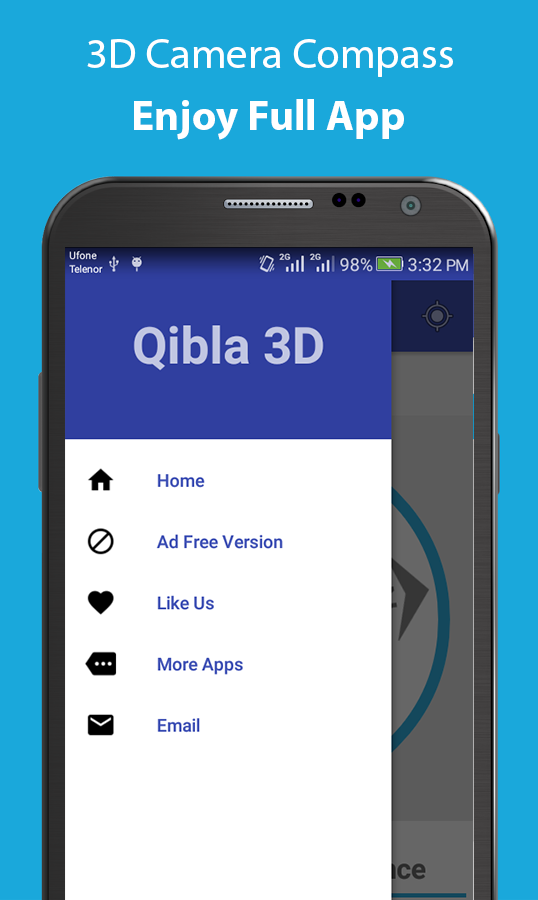Qibla Compass 3D- GPS & Visual Qibla Direction
