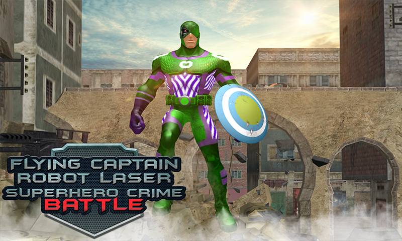 Flying Captain Robot Laser Superhero Crime Battle