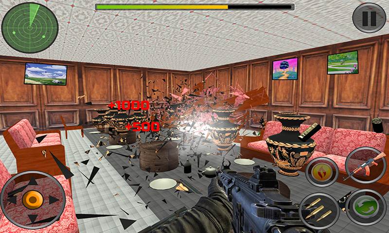 House Interior Destruction Shooting Sim