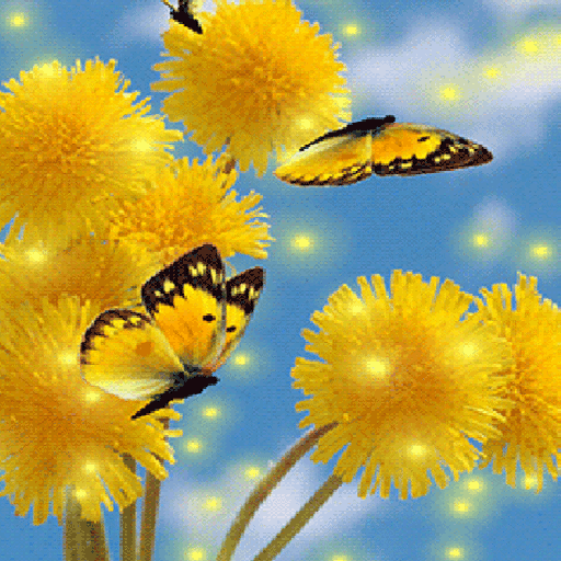 Yellow Flowers Butterfly LWP