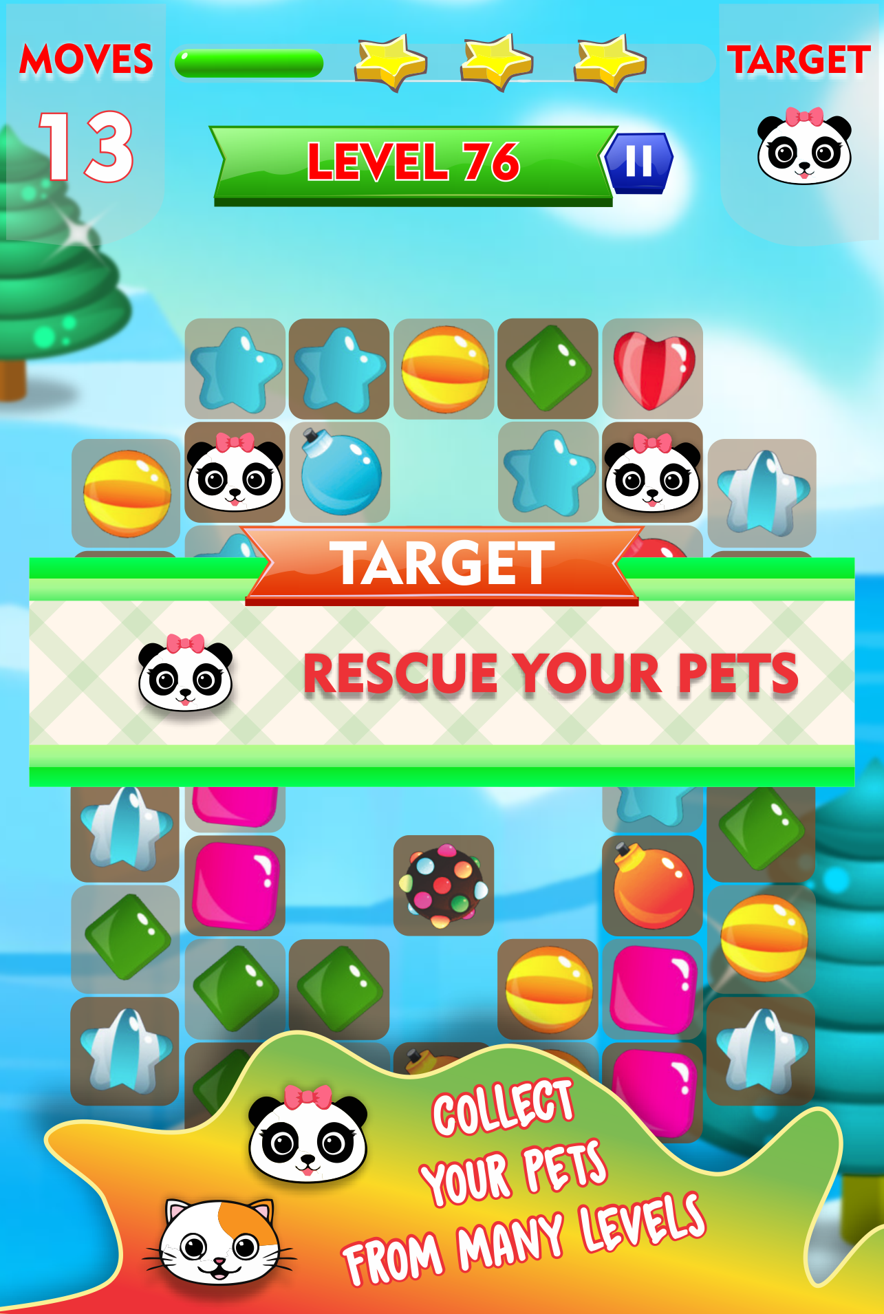 Candies Match 3 : Rescue Your Pets