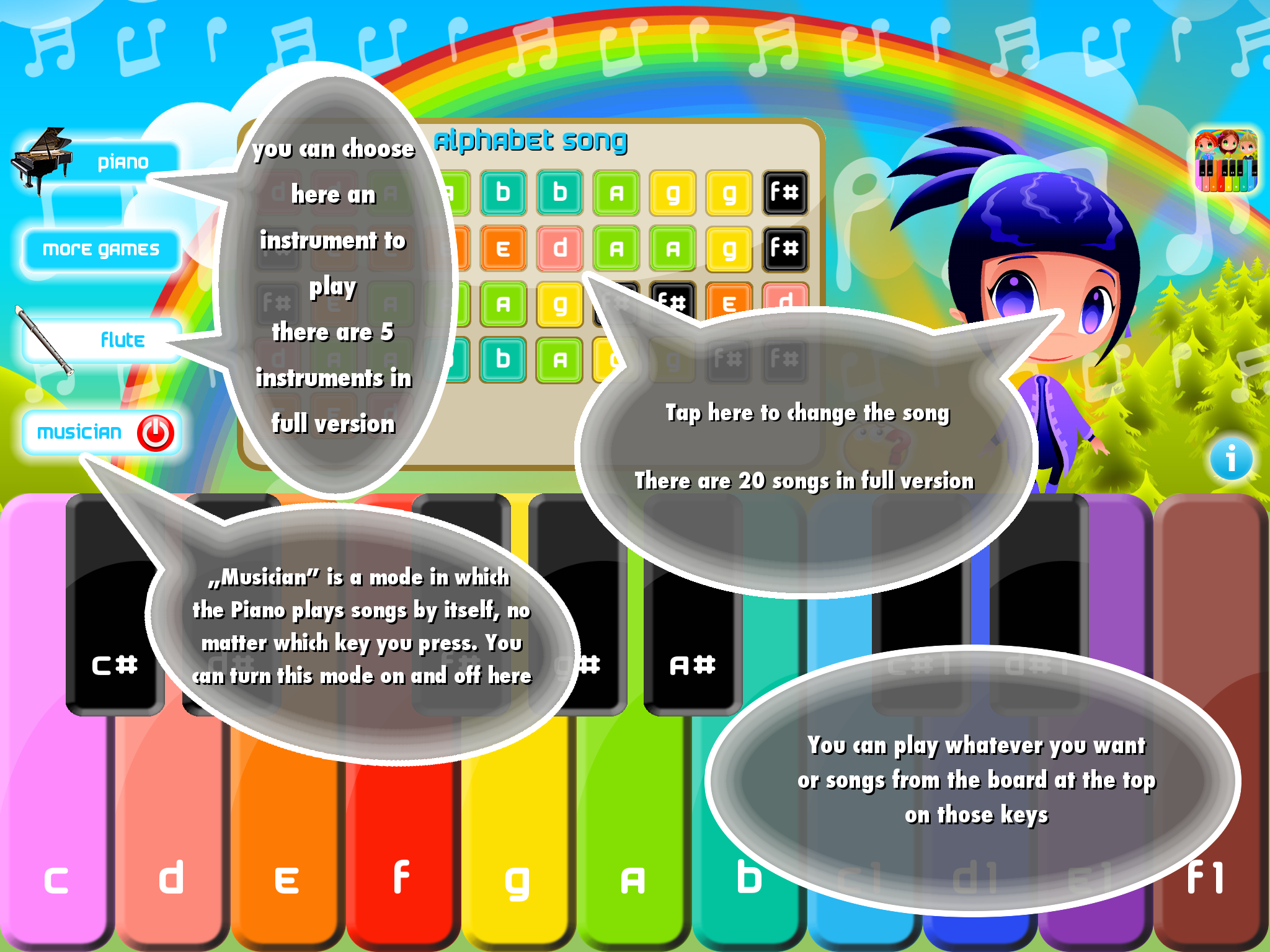 Cute Piano Lite play and learn