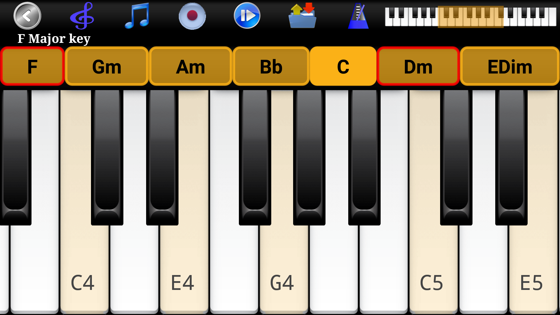 Piano Scales and Chords App