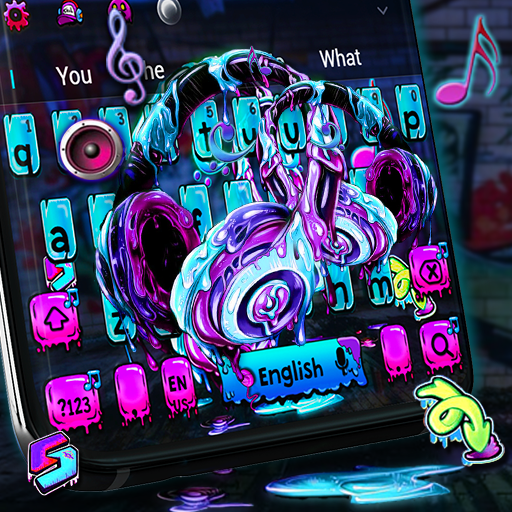 Colorful Graffiti Art Headphone Keyboard