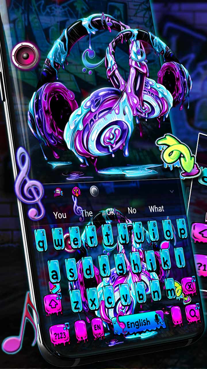 Colorful Graffiti Art Headphone Keyboard