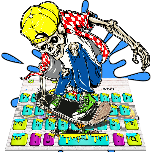 Graffiti Skull Skateboard Keyboard Theme