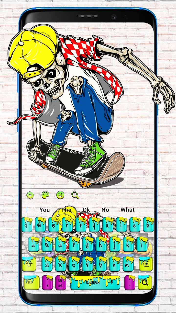 Graffiti Skull Skateboard Keyboard Theme