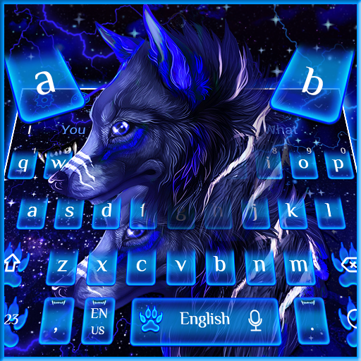 Neon Galaxy Wolf Keyboard Theme