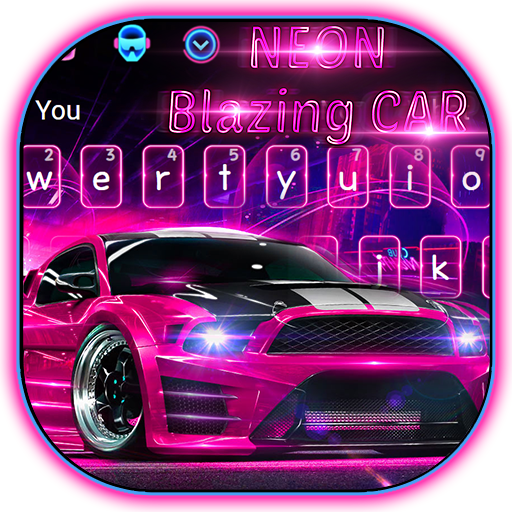 Neon Pink Blazing Car Keyboard Theme