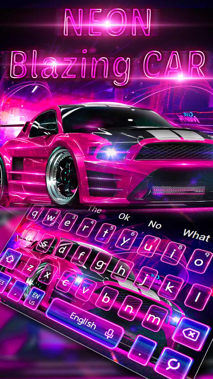 Neon Pink Blazing Car Keyboard Theme