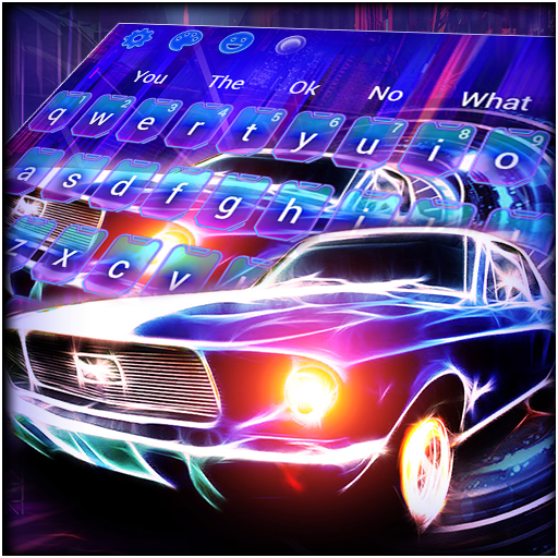 Neon Racing Car Keyboard Theme