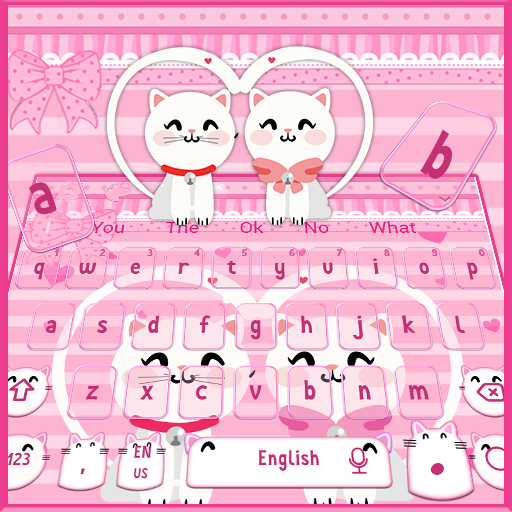 Pink Cute Kitty Cat Keyboard