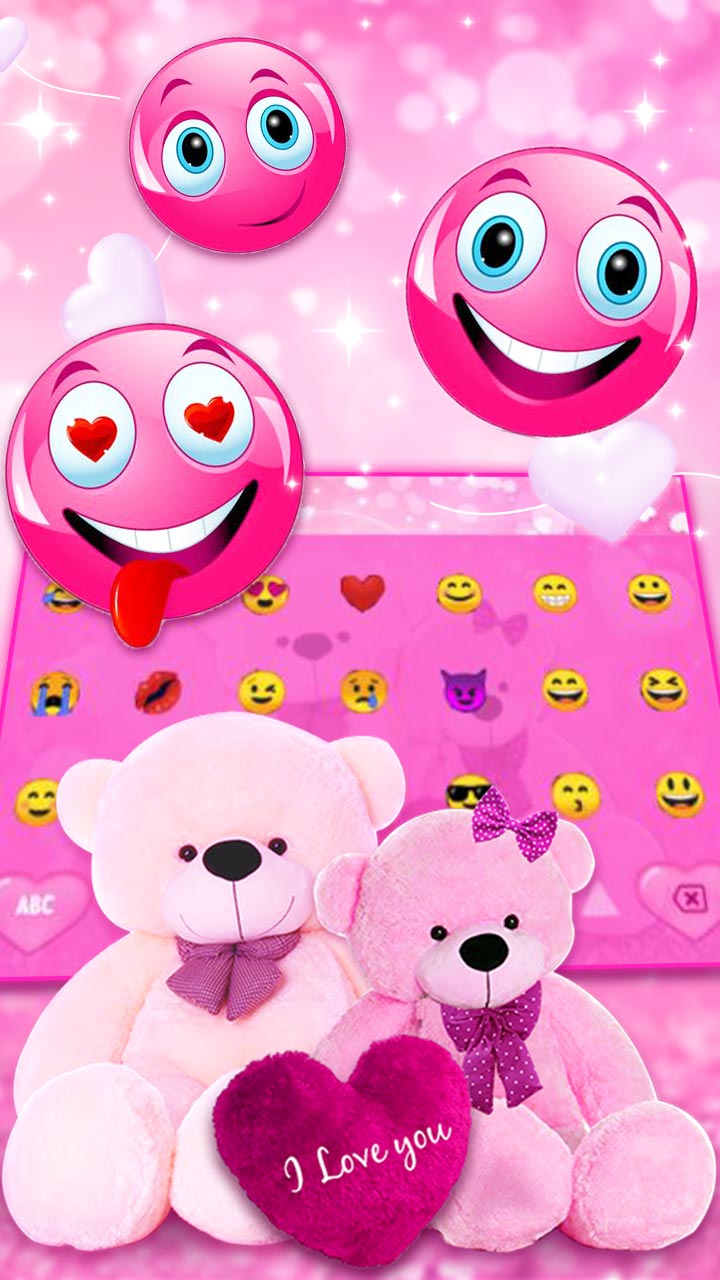 Pink Sparkling Teddy Bear Keyboard