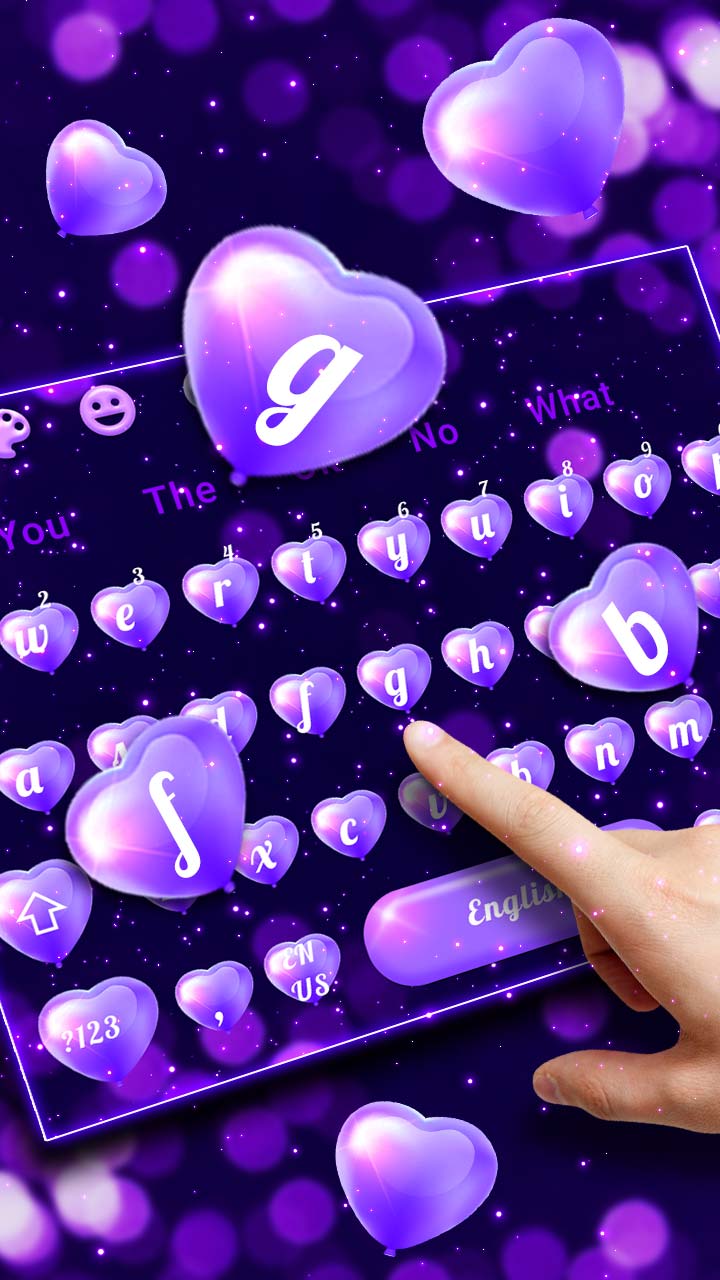 Purple Love Heart Balloon Keyboard Theme