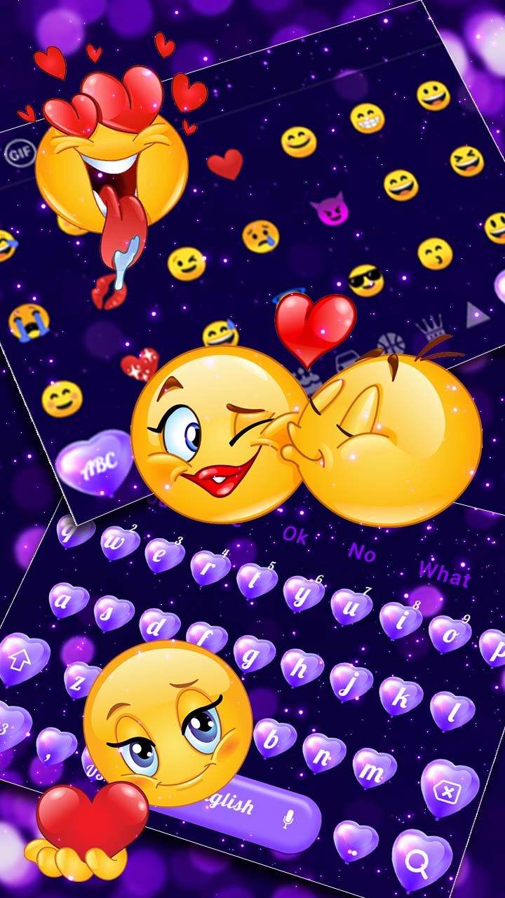 Purple Love Heart Balloon Keyboard Theme