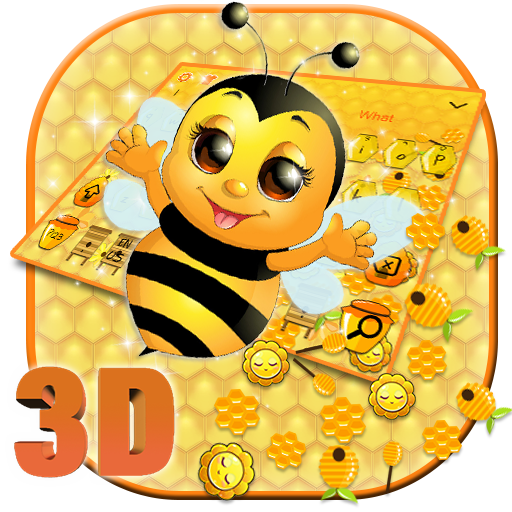 3D Cute Honey Bee Gravity Keyboard Theme