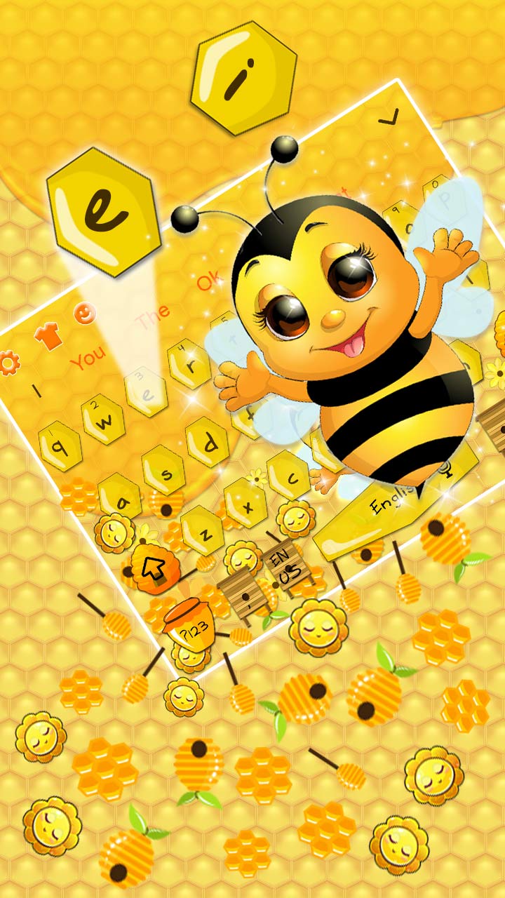 3D Cute Honey Bee Gravity Keyboard Theme