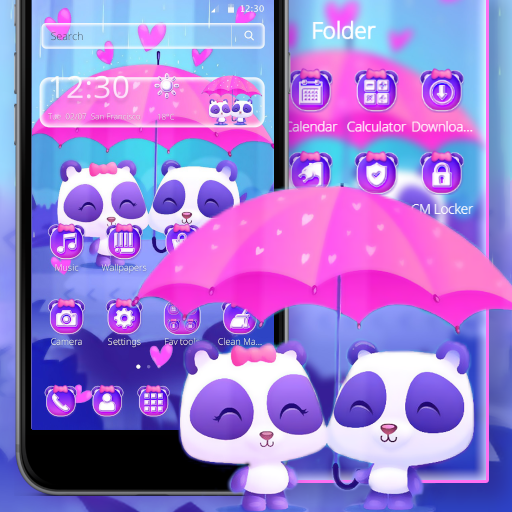 Cute Pink Couple Panda Theme