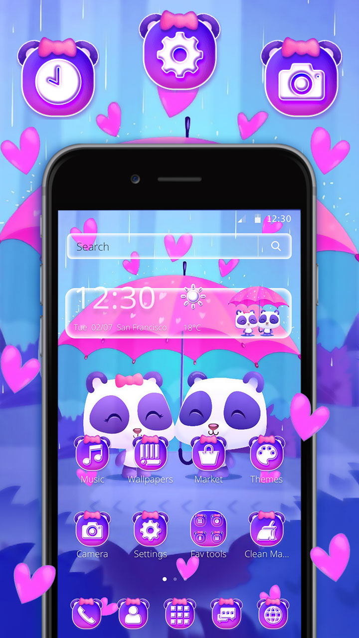 Cute Pink Couple Panda Theme