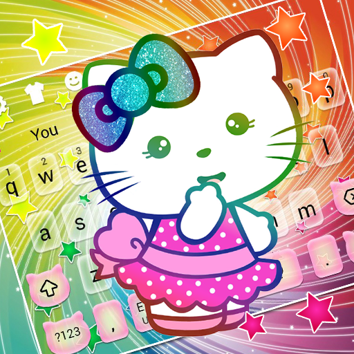 Cute Rainbow Colorful Kitten Keyboard Theme