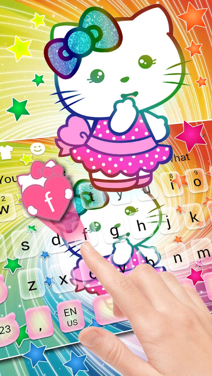 Cute Rainbow Colorful Kitten Keyboard Theme