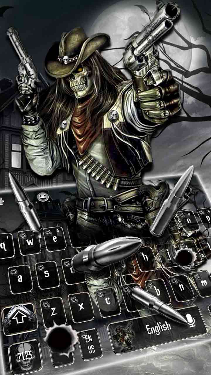 Dark Night Skull Gun Keyboard Theme