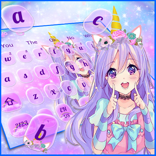 Galaxy Unicorn Rainbow Girl Keyboard