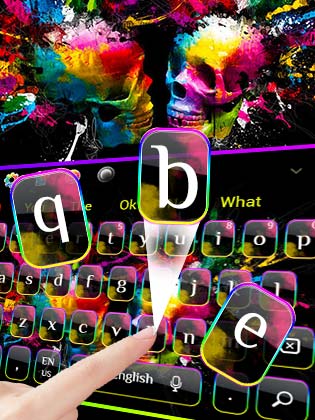 Glossy Colorful Skull Keyboard Theme