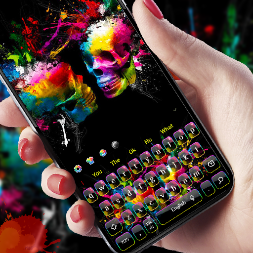 Glossy Colorful Skull Keyboard Theme