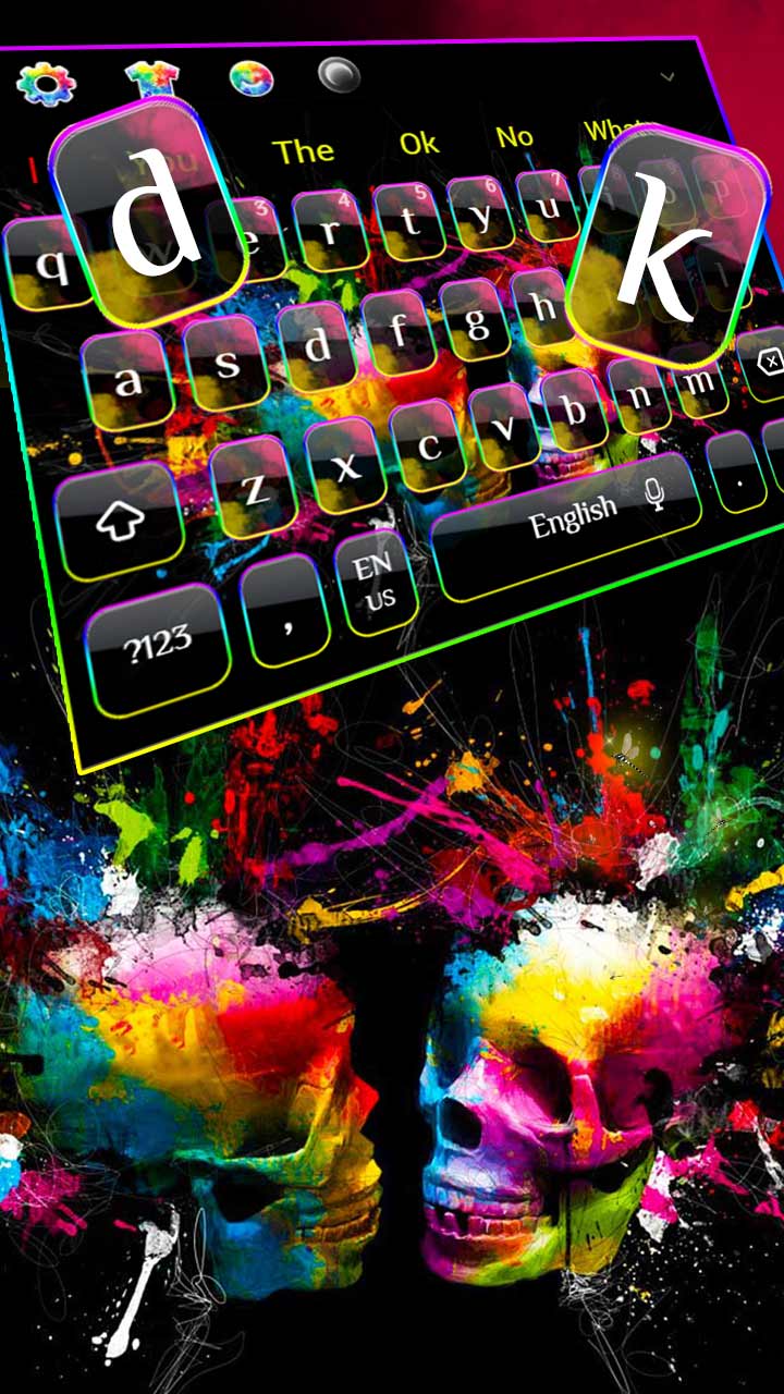Glossy Colorful Skull Keyboard Theme