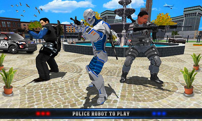 US Police Robot Bank Robbery City Crime