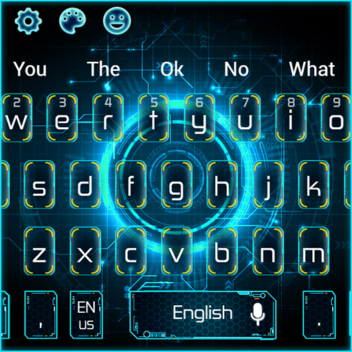 3D Blue Futuristic Science Technology Keyboard