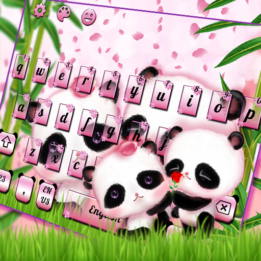 Cute Couple Panda Keyboard Theme