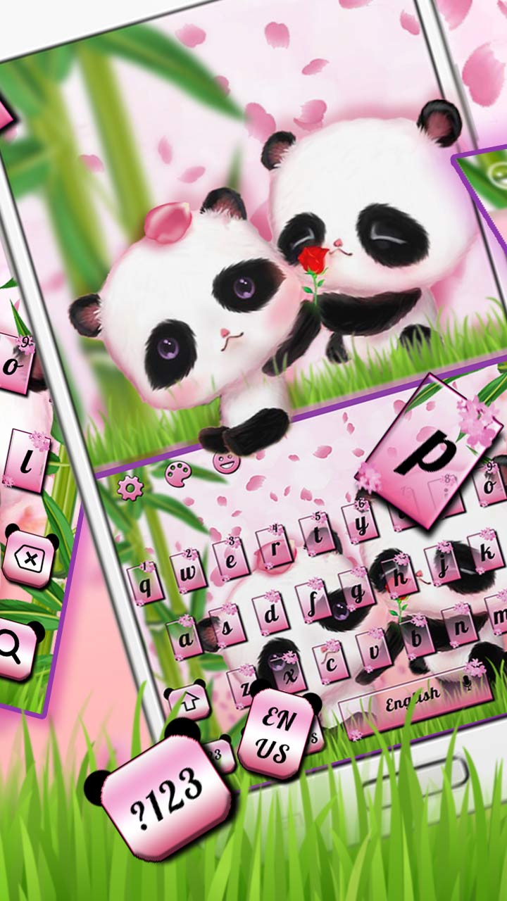 Cute Couple Panda Keyboard Theme