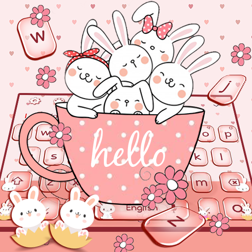 Cute Pink Anime Bunny Keyboard