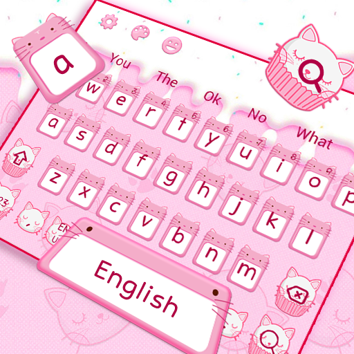 Cute Pink Cat Cupcake Keyboard Theme