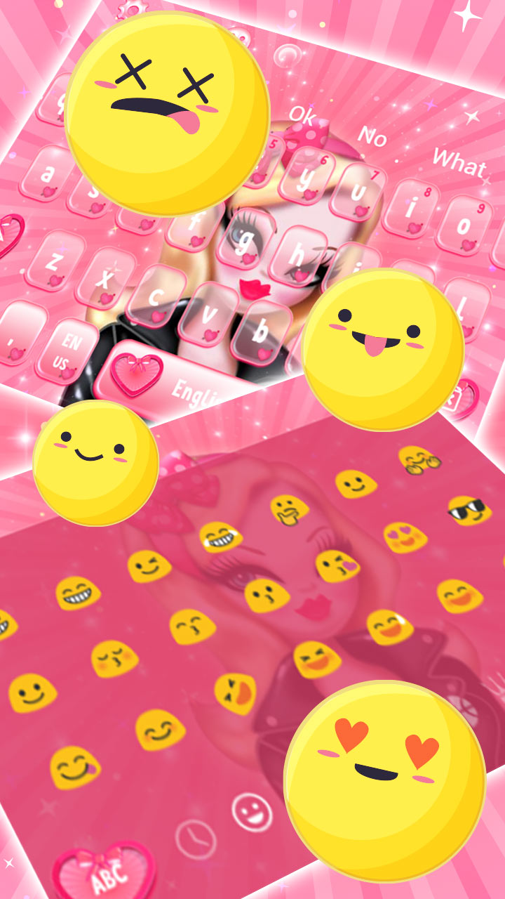 Cute Pink Lovely Girl Keyboard Theme