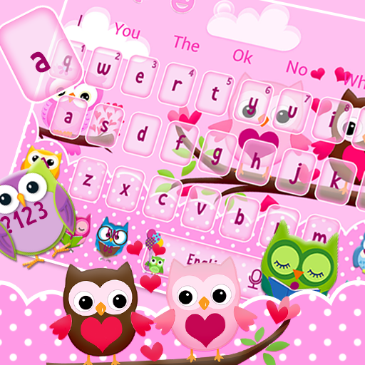 Cute Pink Lovely Owl Keyboard Theme