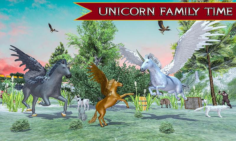 Flying Unicorn Horse Family Jungle Survival