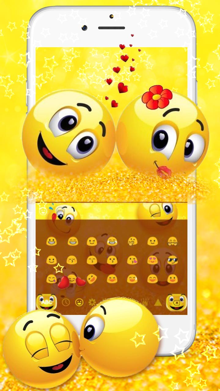 Glitter Cute Face Emoji Keyboard Theme